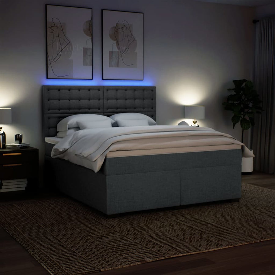 Boxspring met matras stof donkergrijs 180x200 cm