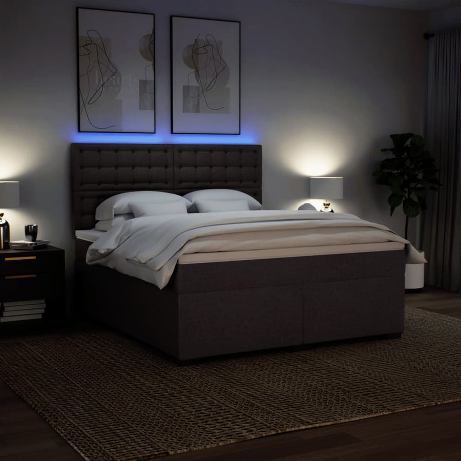 Boxspring met matras stof donkerbruin 180x200 cm