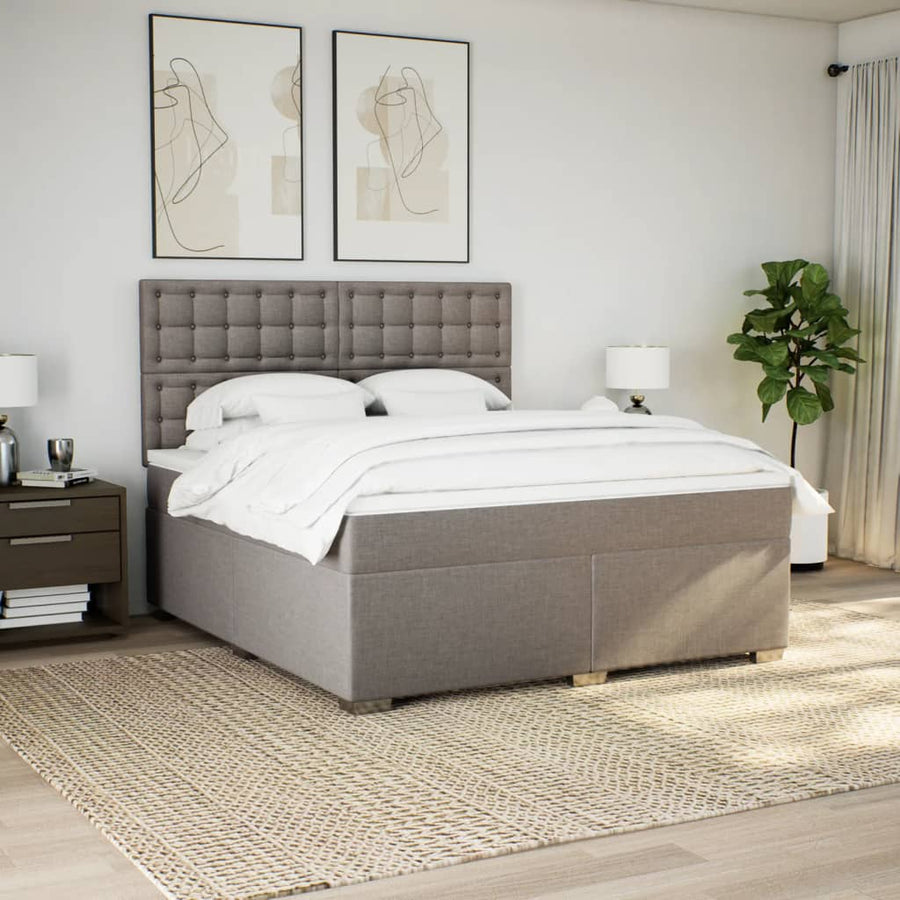 Boxspring met matras stof taupe 180x200 cm