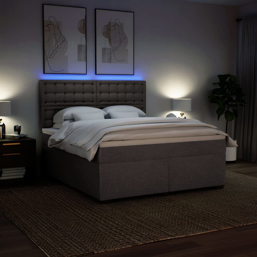 Boxspring met matras stof taupe 180x200 cm