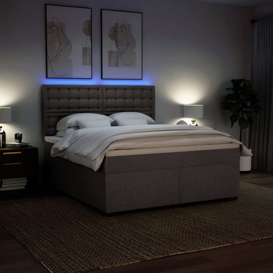 Boxspring met matras stof taupe 180x200 cm