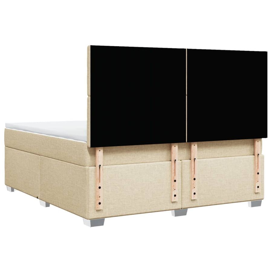 Boxspring met matras stof crèmekleurig 180x200 cm