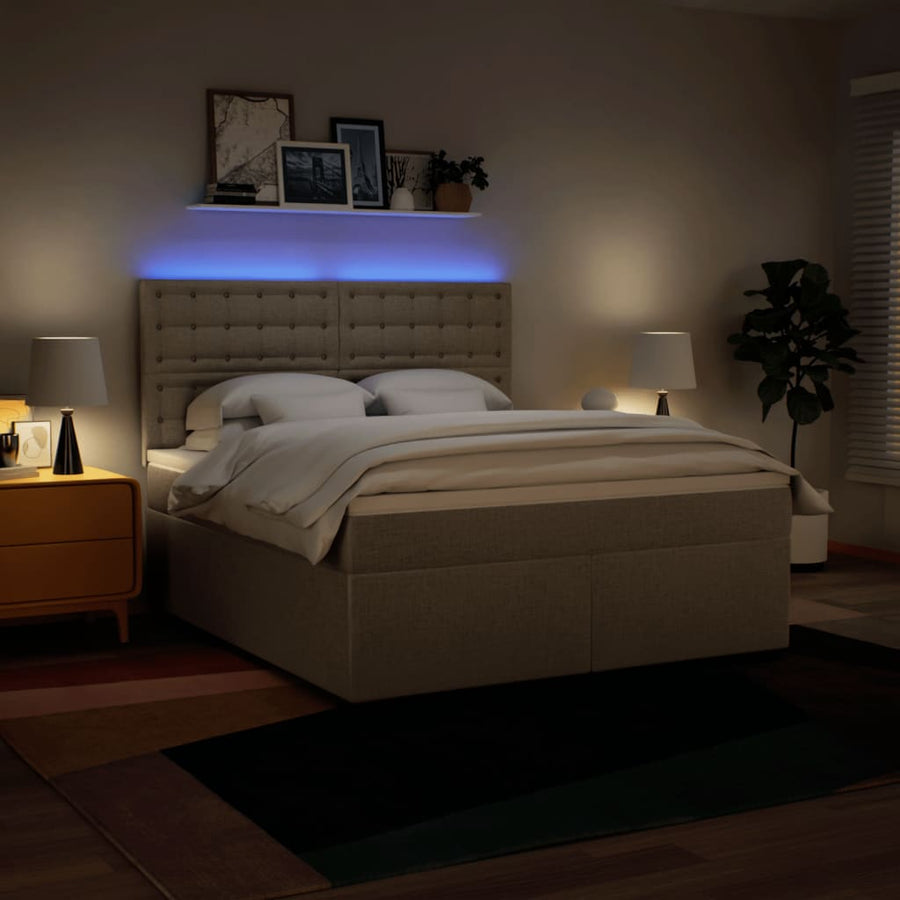 Boxspring met matras stof crèmekleurig 180x200 cm
