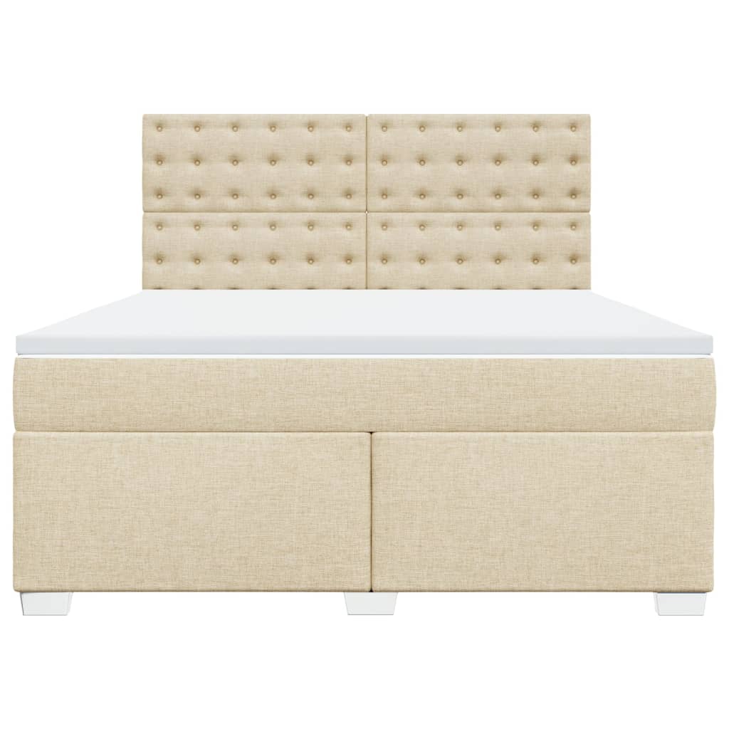 Boxspring met matras stof crèmekleurig 180x200 cm