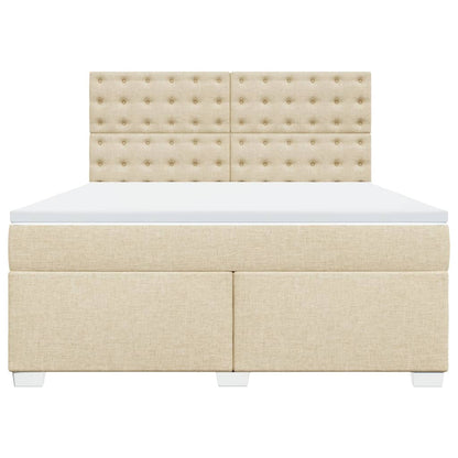 Boxspring met matras stof crèmekleurig 180x200 cm