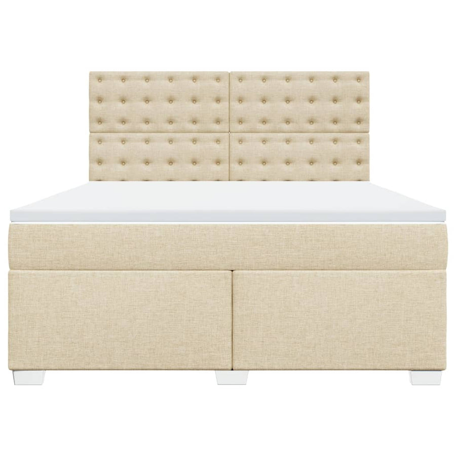 Boxspring met matras stof crèmekleurig 180x200 cm
