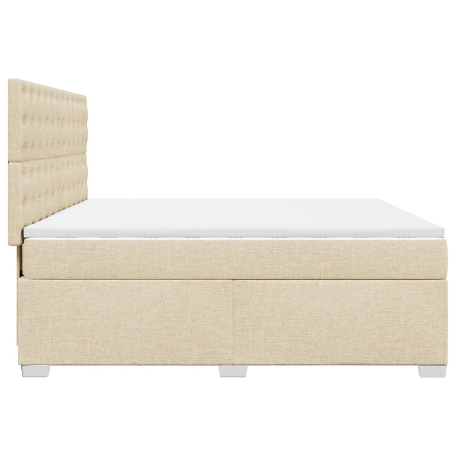 Boxspring met matras stof crèmekleurig 180x200 cm