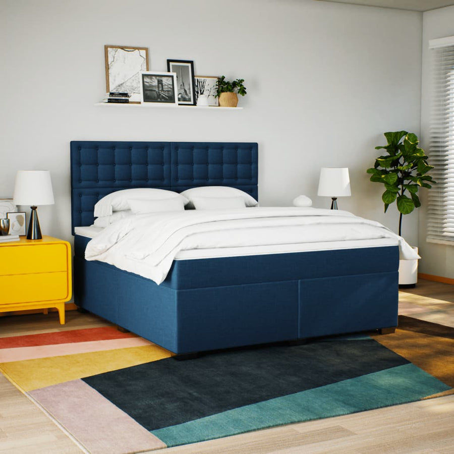 Boxspring met matras stof blauw 180x200 cm