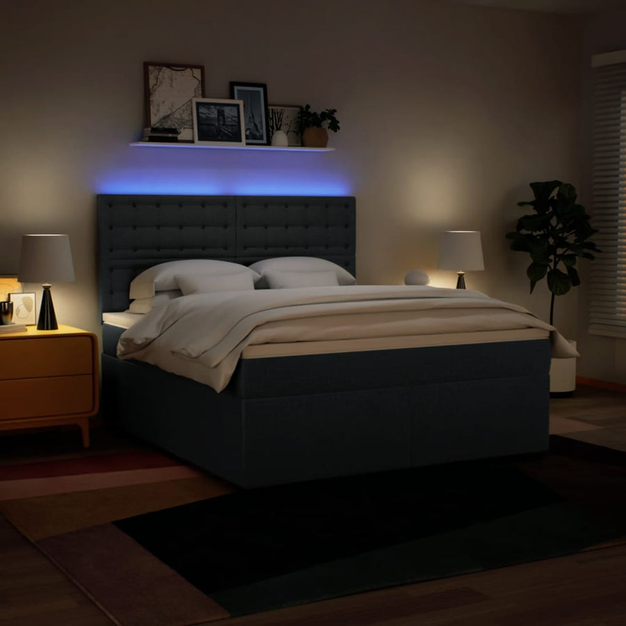 Boxspring met matras stof blauw 180x200 cm