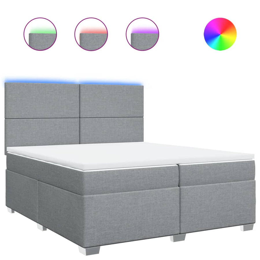 Boxspring met matras stof lichtgrijs 200x200 cm