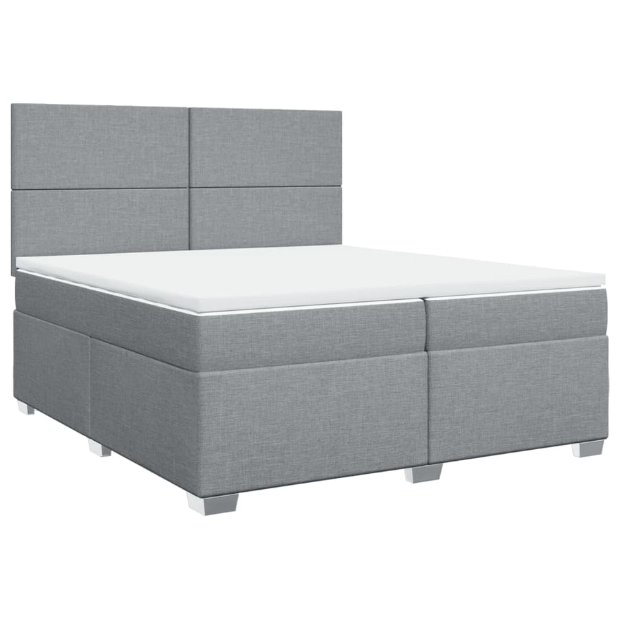 Boxspring met matras stof lichtgrijs 200x200 cm