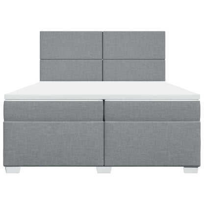 Boxspring met matras stof lichtgrijs 200x200 cm