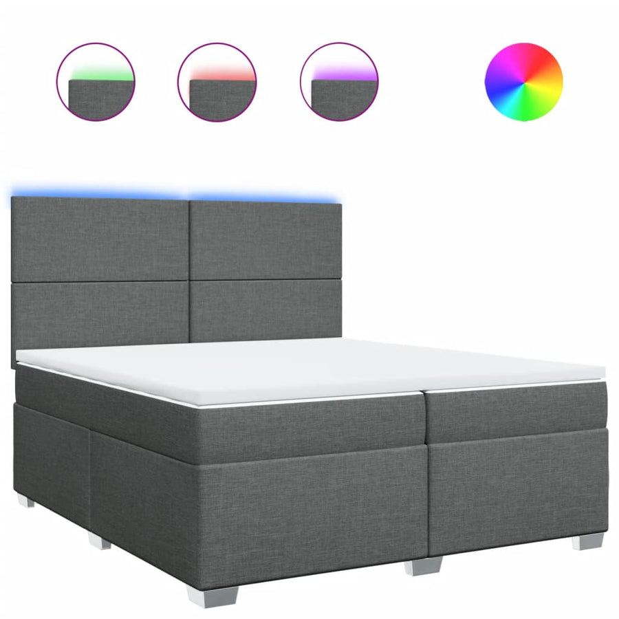 Boxspring met matras stof donkergrijs 200x200 cm