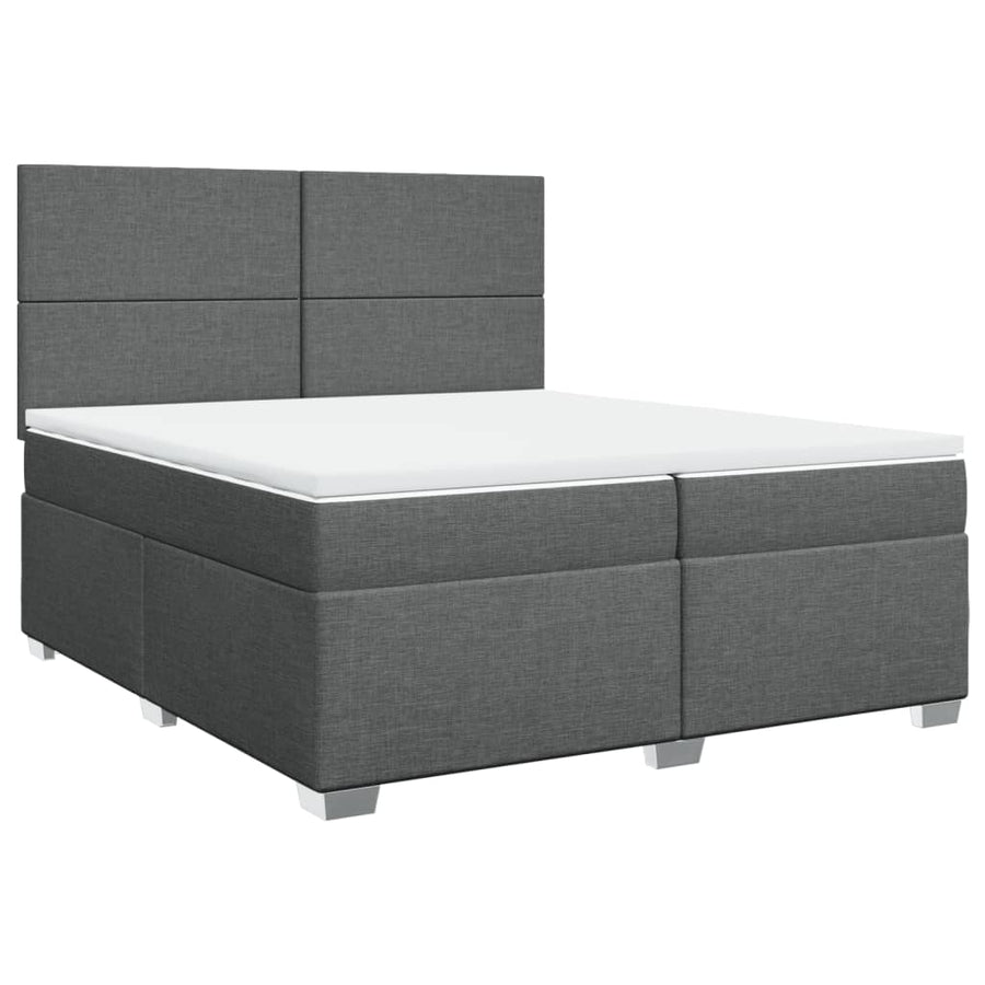 Boxspring met matras stof donkergrijs 200x200 cm