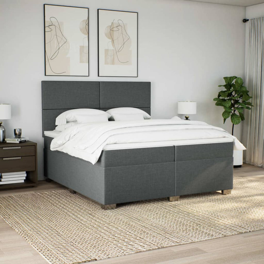 Boxspring met matras stof donkergrijs 200x200 cm