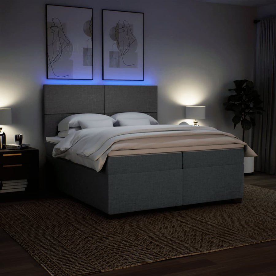 Boxspring met matras stof donkergrijs 200x200 cm