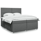Box spring with dark gray fabric mattress 200x200 cm