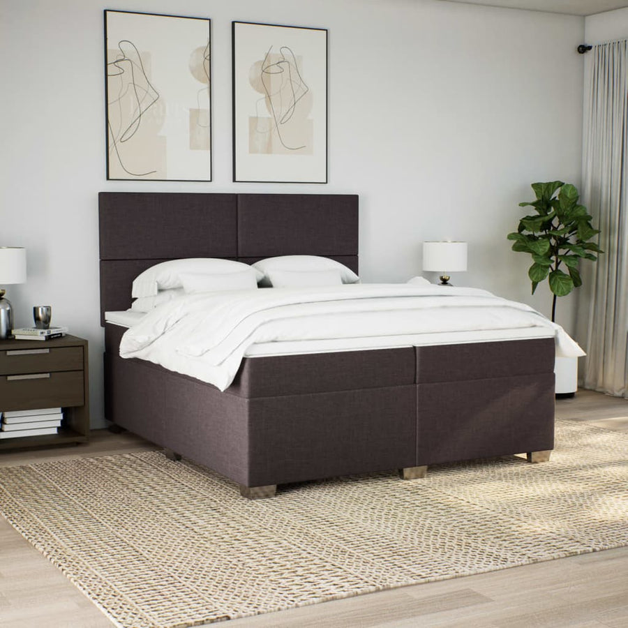 Boxspring met matras stof donkerbruin 200x200 cm