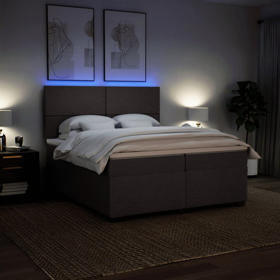 Boxspring met matras stof donkerbruin 200x200 cm