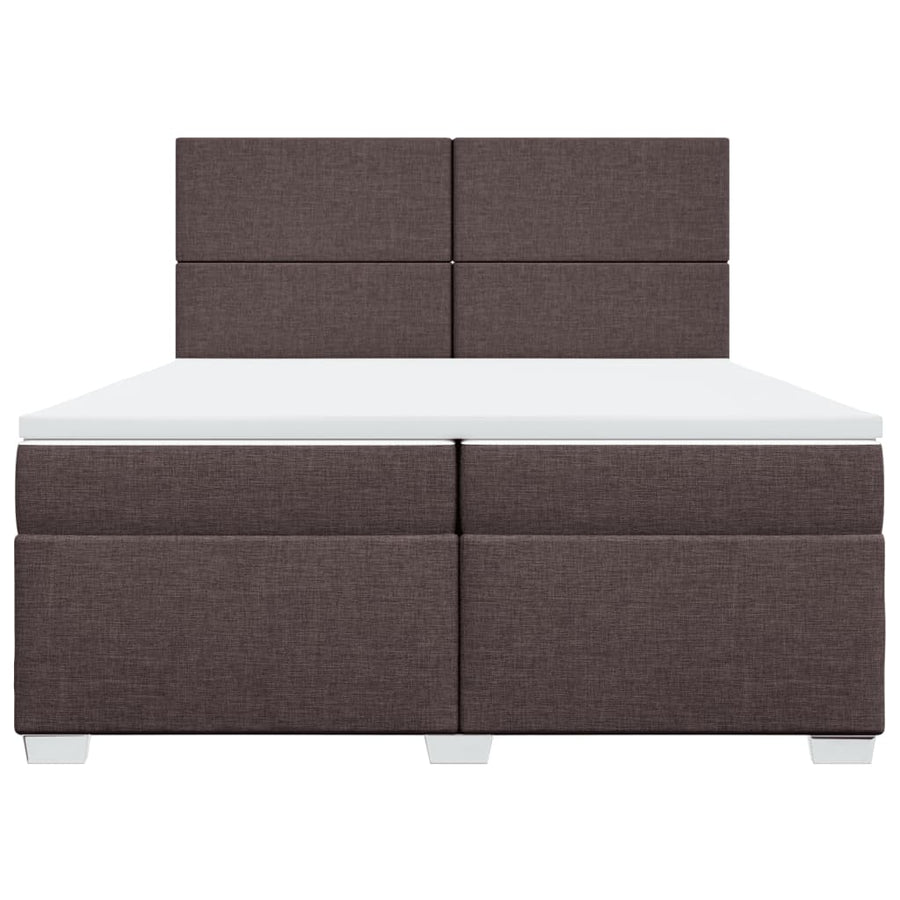 Boxspring met matras stof donkerbruin 200x200 cm