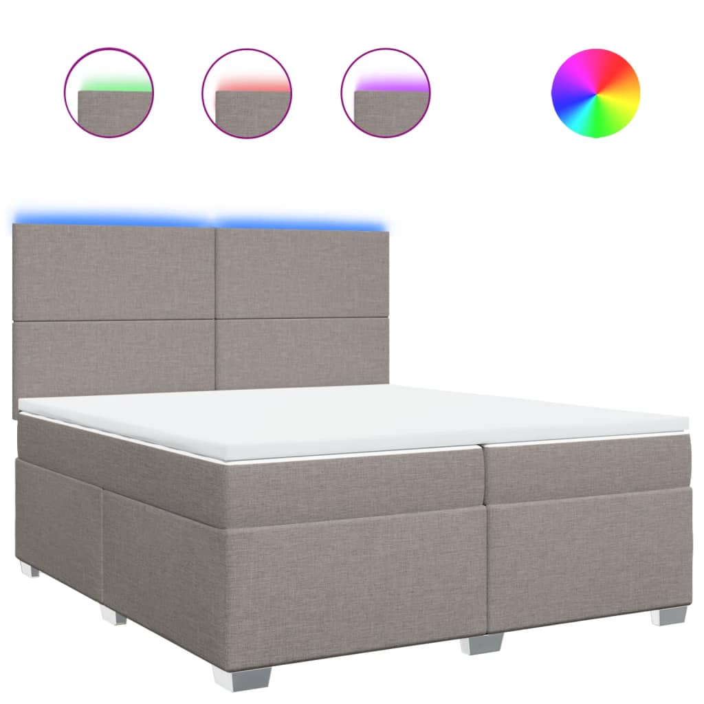 Boxspring met matras stof taupe 200x200 cm