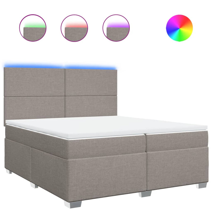 Boxspring met matras stof taupe 200x200 cm