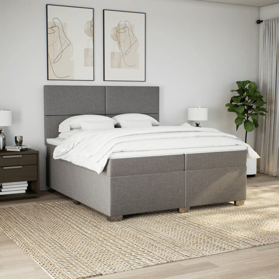 Boxspring met matras stof taupe 200x200 cm