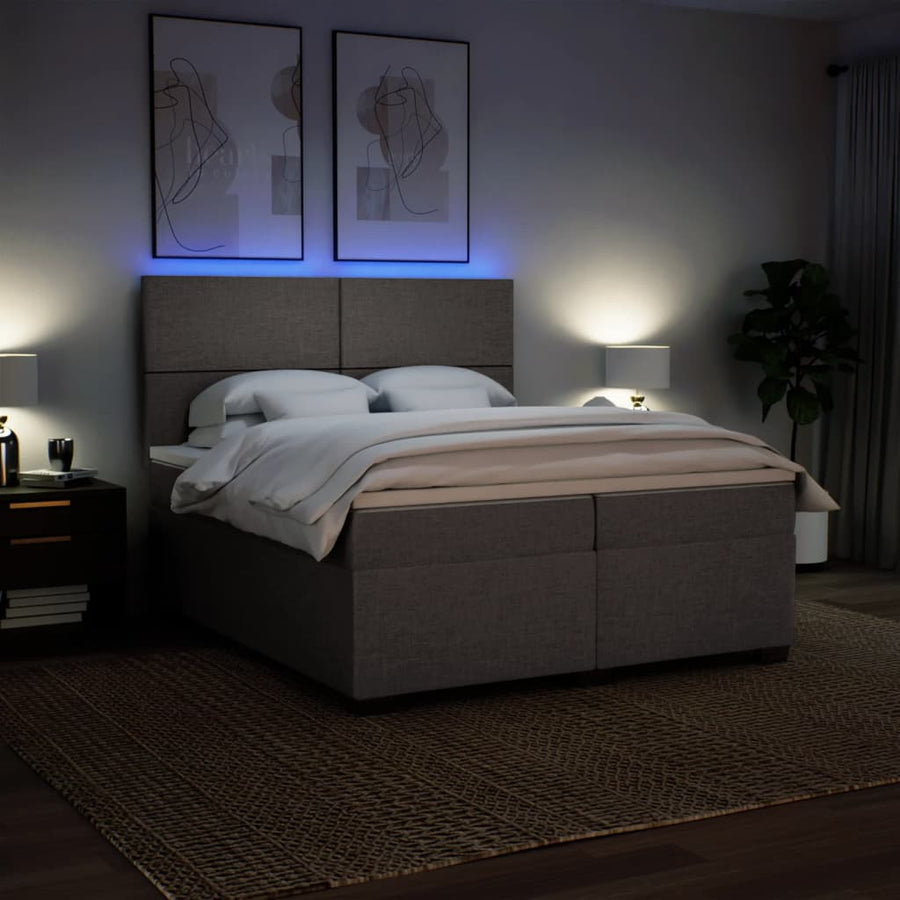 Boxspring met matras stof taupe 200x200 cm