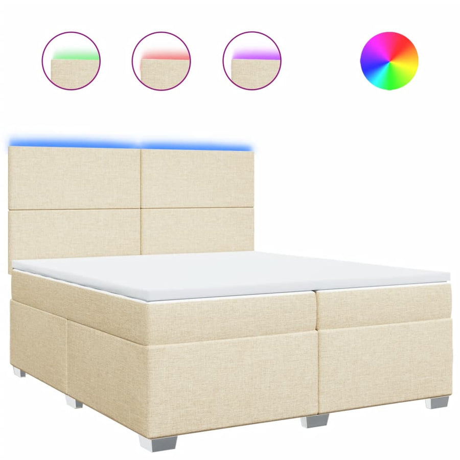 Boxspring met matras stof crèmekleurig 200x200 cm