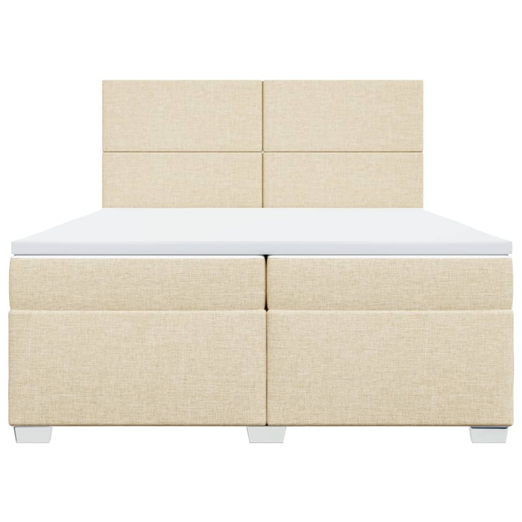 Boxspring met matras stof crèmekleurig 200x200 cm