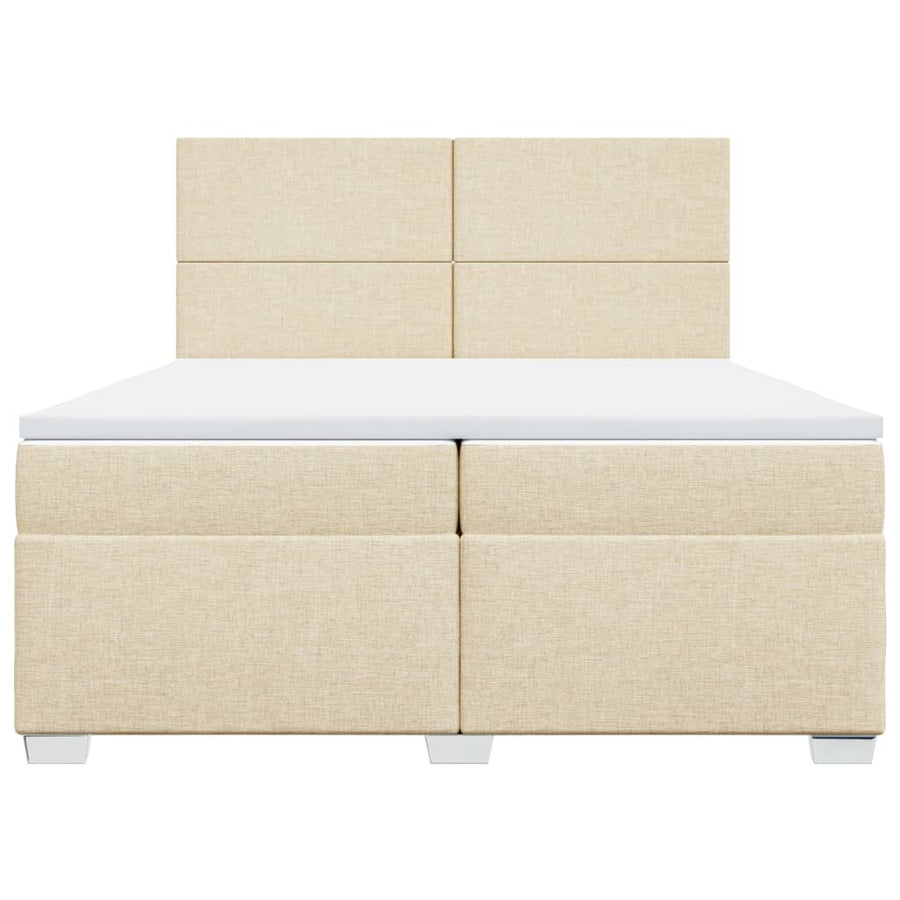 Boxspring met matras stof crèmekleurig 200x200 cm