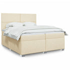 Box spring with fabric mattress cream-coloured 200x200 cm