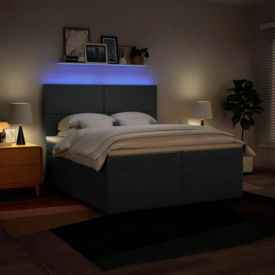 Boxspring met matras stof blauw 200x200 cm