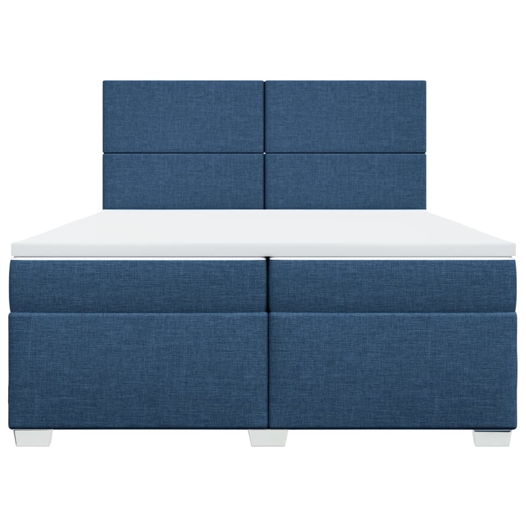 Boxspring met matras stof blauw 200x200 cm