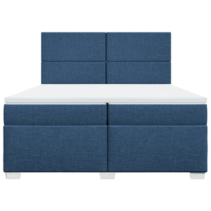Boxspring met matras stof blauw 200x200 cm