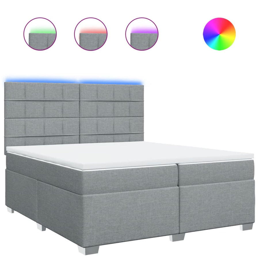 Boxspring met matras stof lichtgrijs 200x200 cm