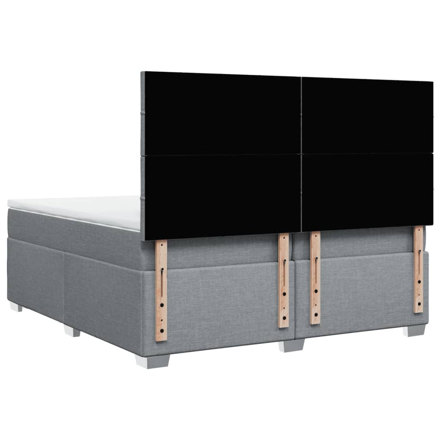 Boxspring met matras stof lichtgrijs 200x200 cm