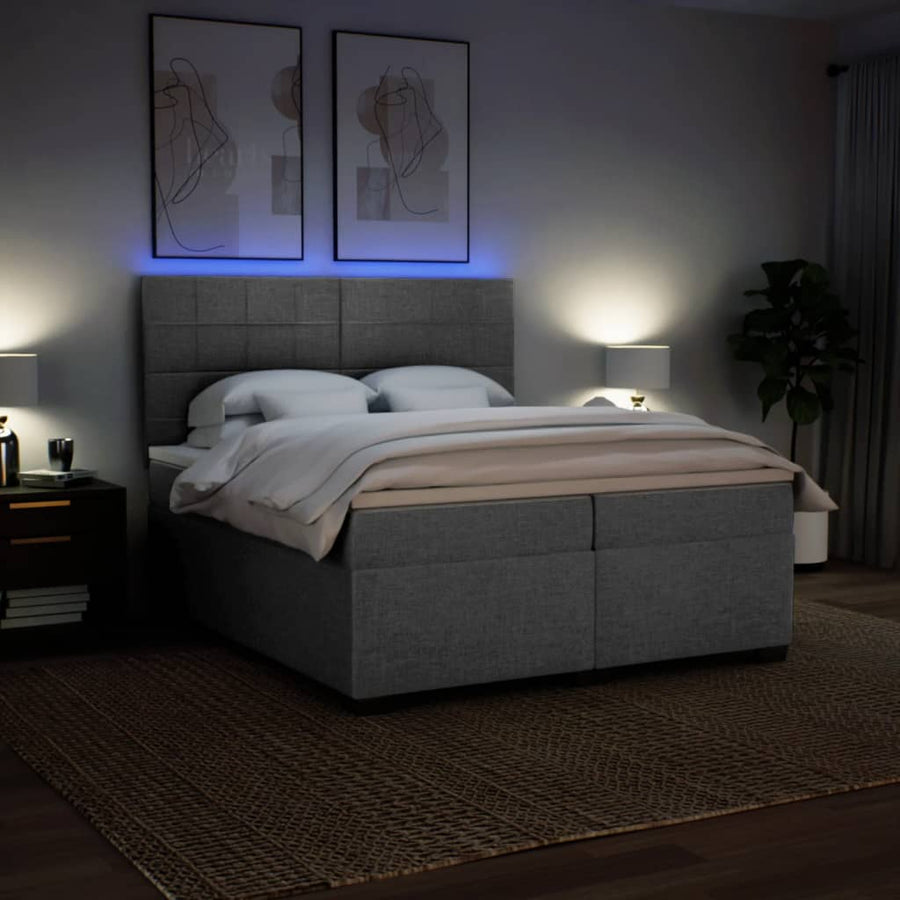 Boxspring met matras stof lichtgrijs 200x200 cm