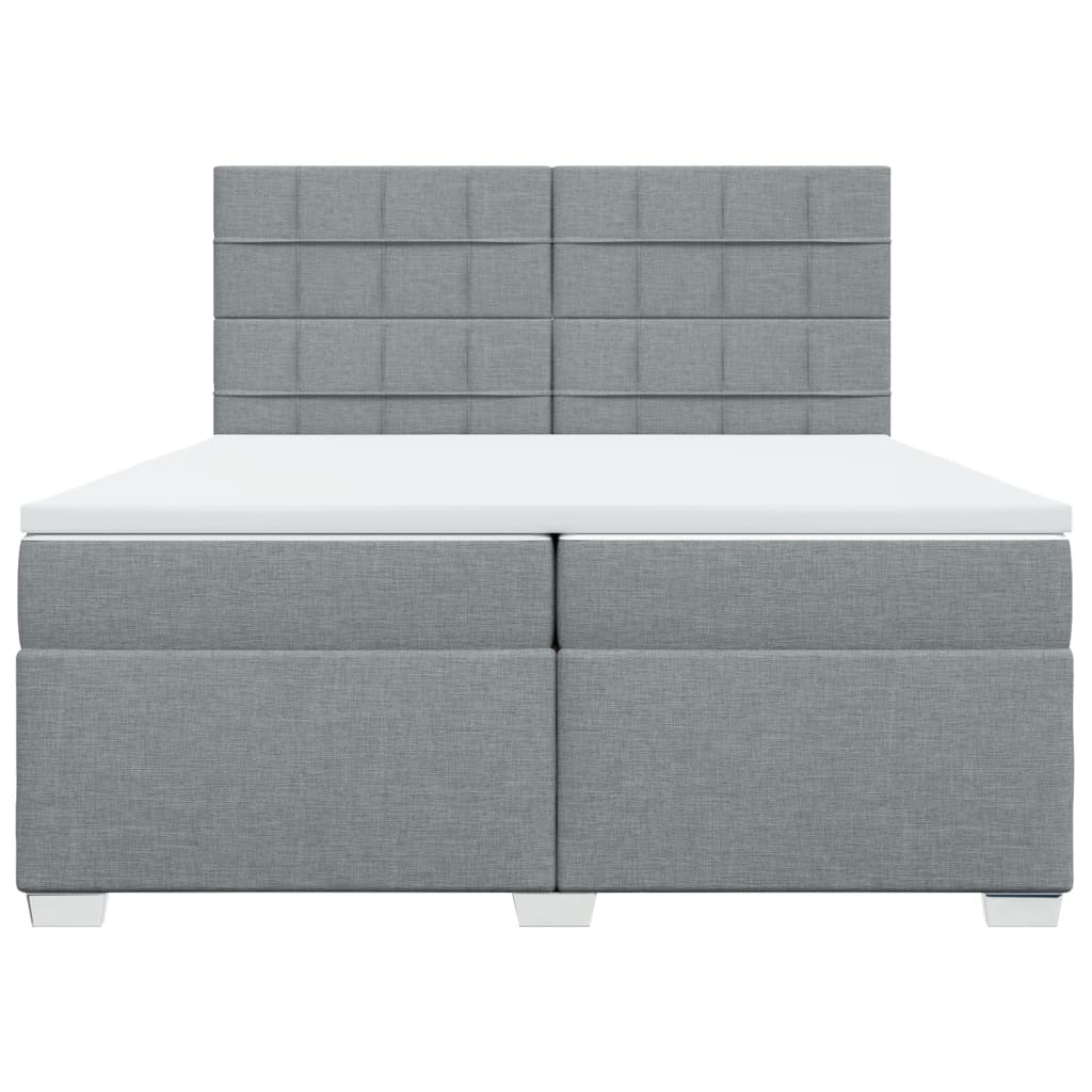 Boxspring met matras stof lichtgrijs 200x200 cm