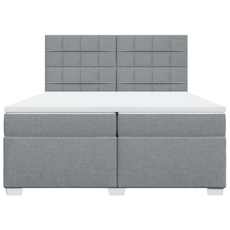 Boxspring met matras stof lichtgrijs 200x200 cm