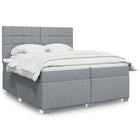Box spring with mattress light gray fabric 200x200 cm