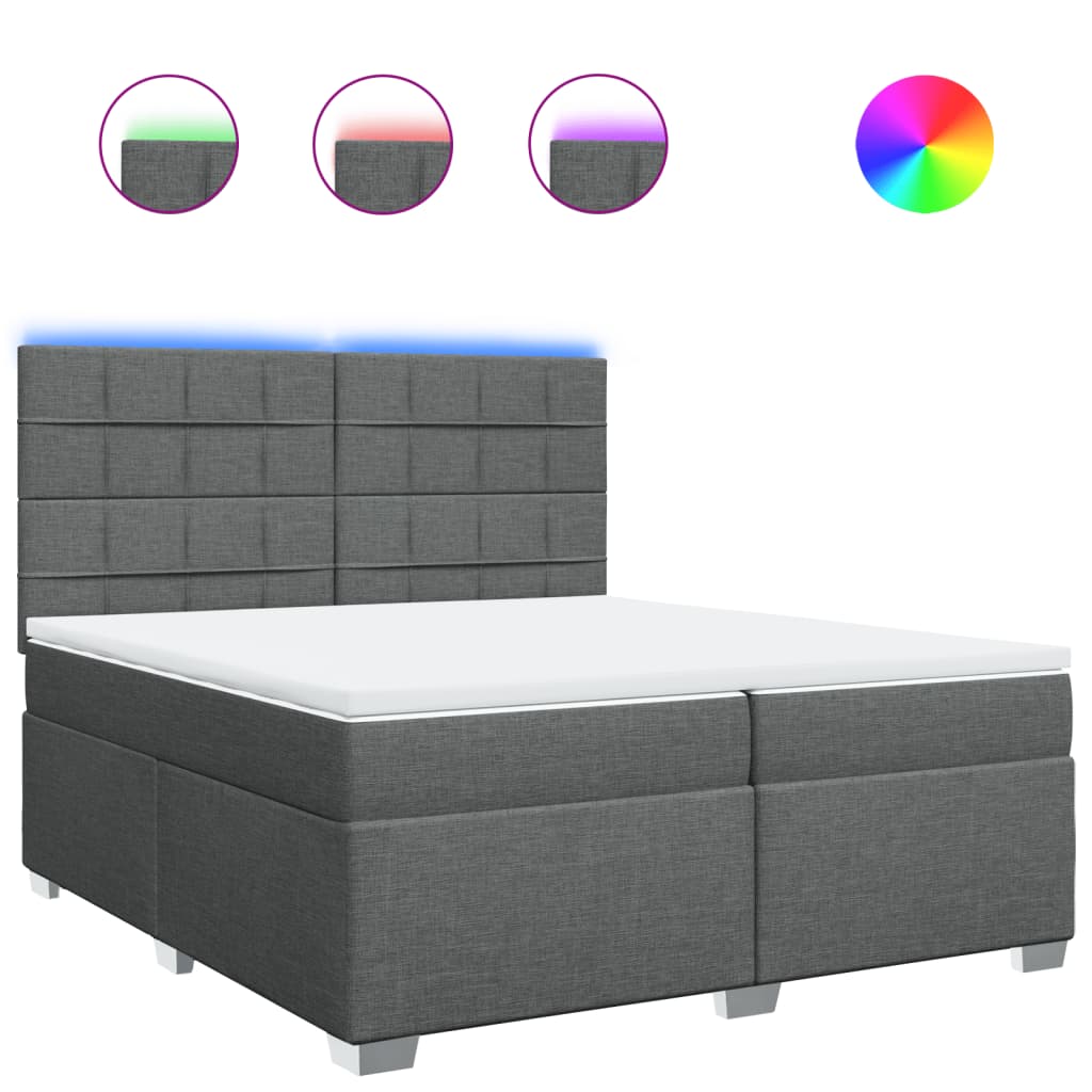 Boxspring met matras stof donkergrijs 200x200 cm