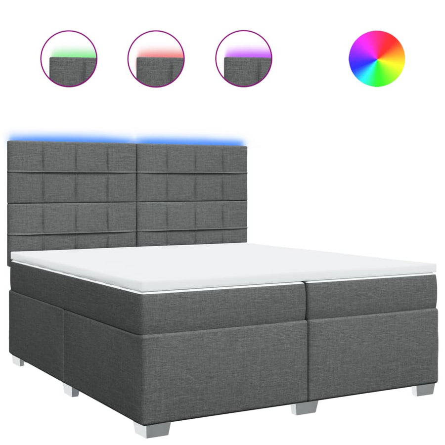 Boxspring met matras stof donkergrijs 200x200 cm
