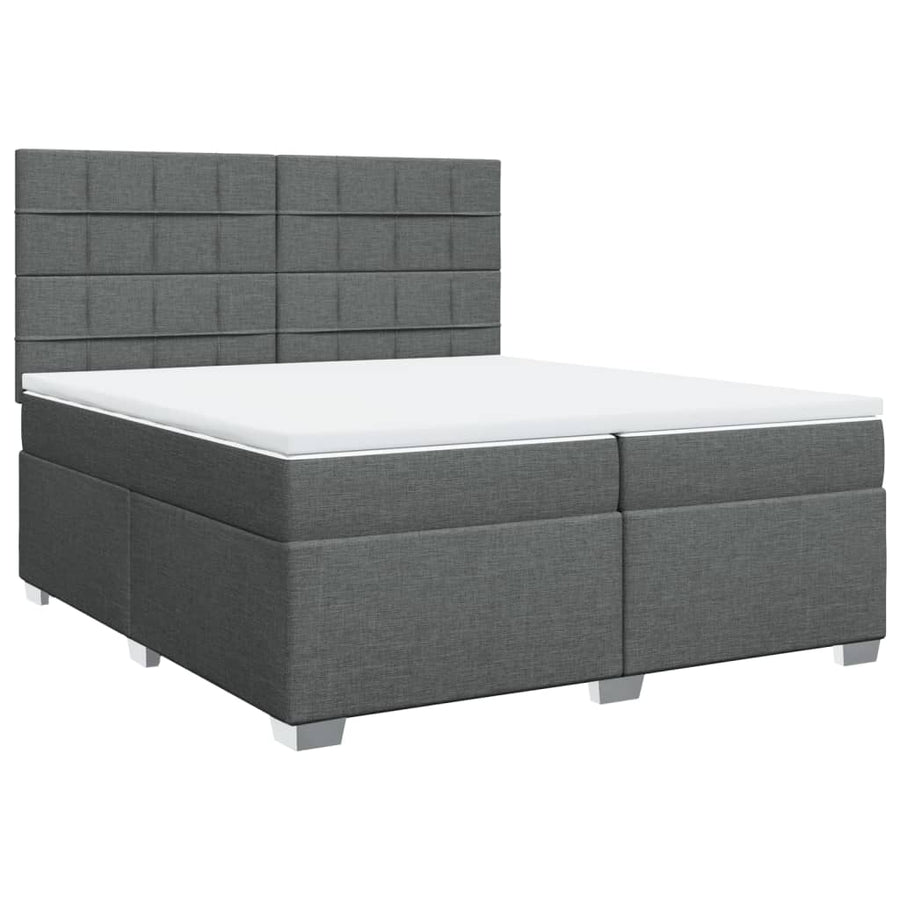 Boxspring met matras stof donkergrijs 200x200 cm