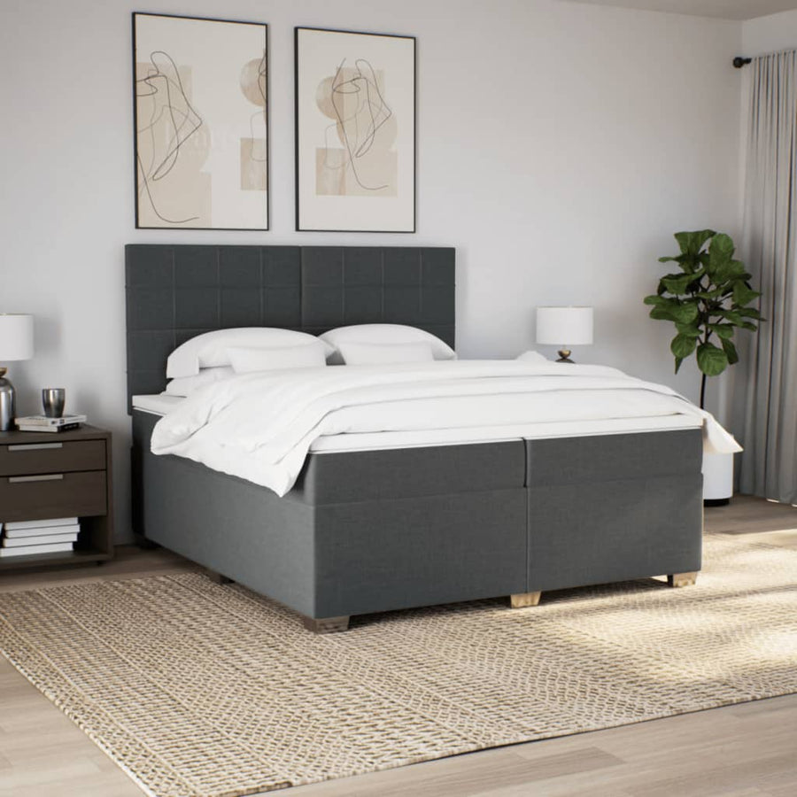 Boxspring met matras stof donkergrijs 200x200 cm