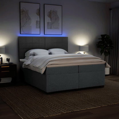 Boxspring met matras stof donkergrijs 200x200 cm