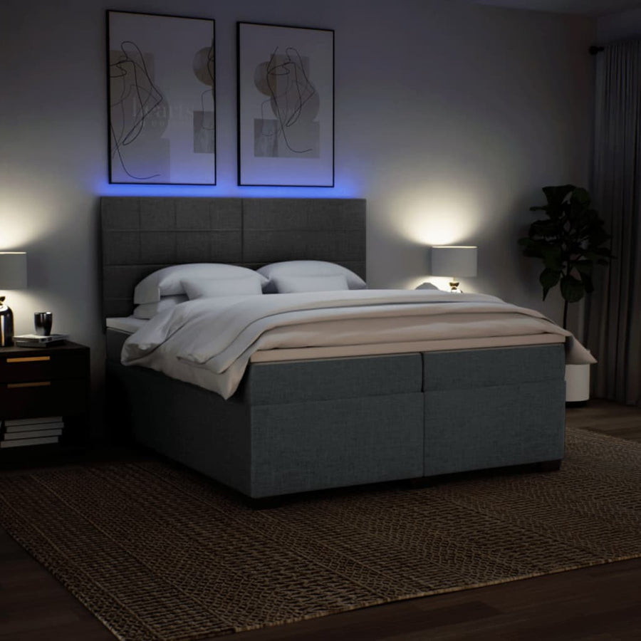 Boxspring met matras stof donkergrijs 200x200 cm