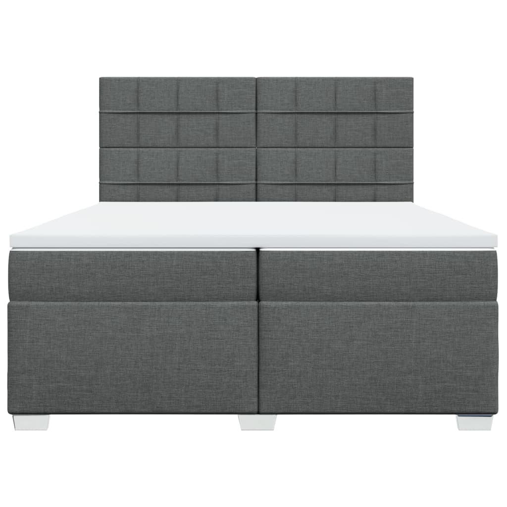 Boxspring met matras stof donkergrijs 200x200 cm