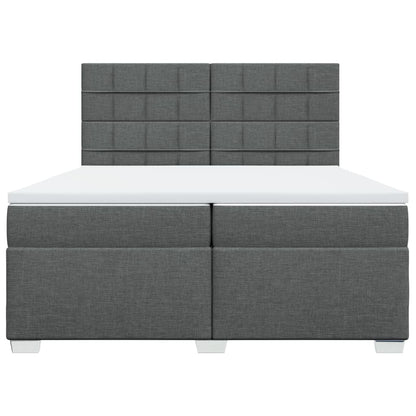 Boxspring met matras stof donkergrijs 200x200 cm