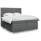 Box spring with dark gray fabric mattress 200x200 cm